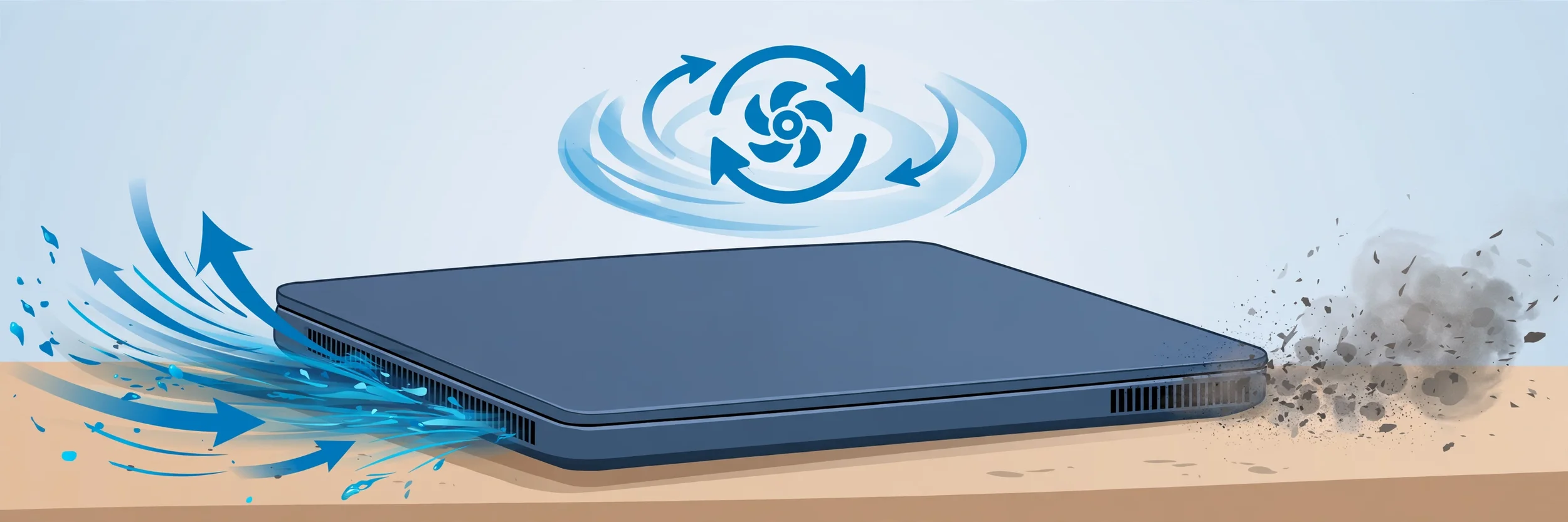 Laptop with airflow through vents symbolizing how to clean a laptop fan without opening it
