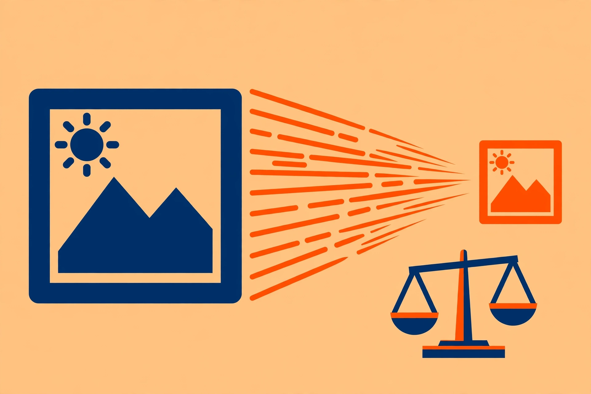 Image quality versus file size balance concept for PNG to JPG conversion