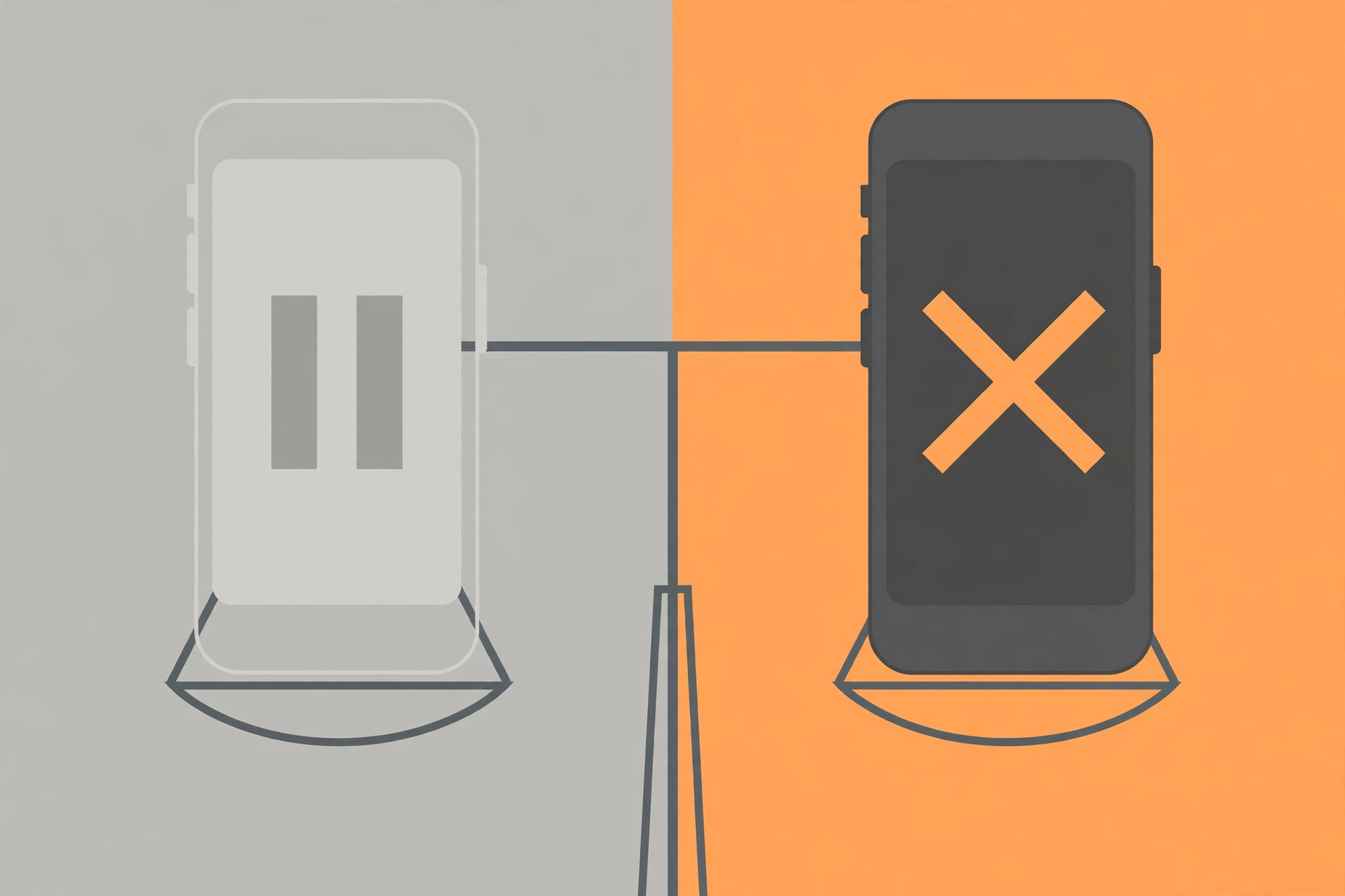 Deactivate versus delete choice comparison with pause and delete symbols illustration