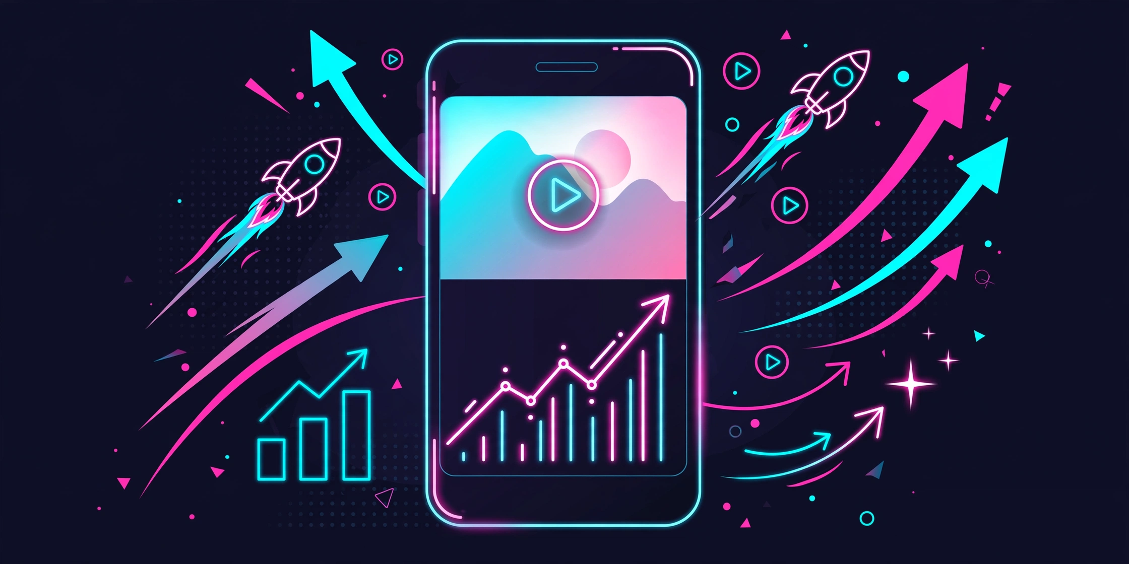 Illustration of TikTok content hooks and audience watch-time metrics