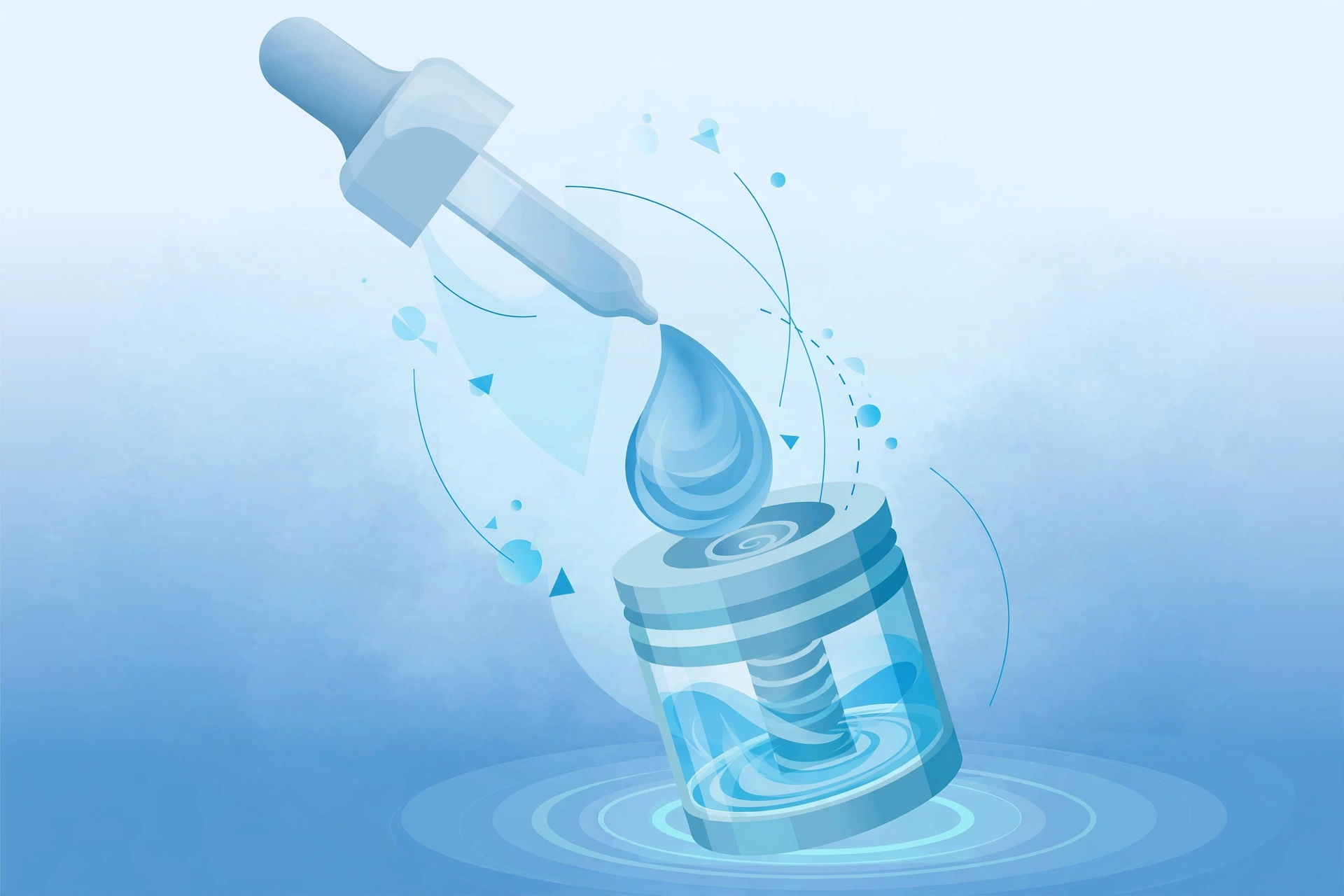 Dropper bottle adding e-liquid into a vape tank during coil priming