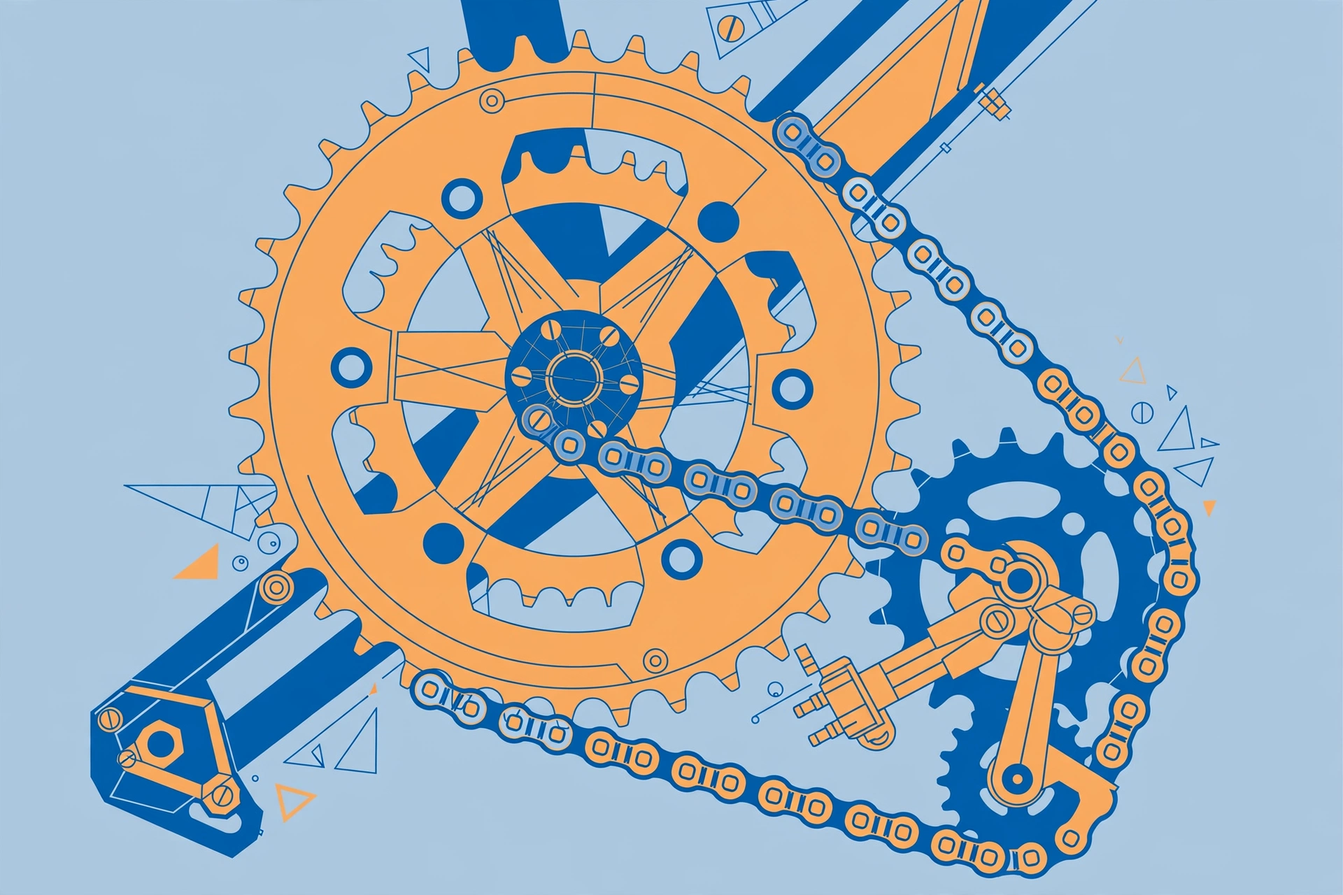 Close-up illustration of a bicycle gear and chain for learning cycling basics