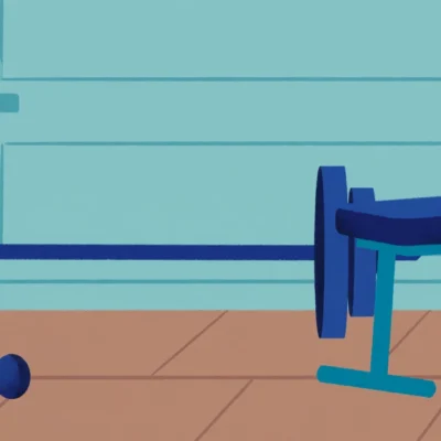 Home gym setup for beginner strength training with dumbbells, barbell, kettlebell and workout bench