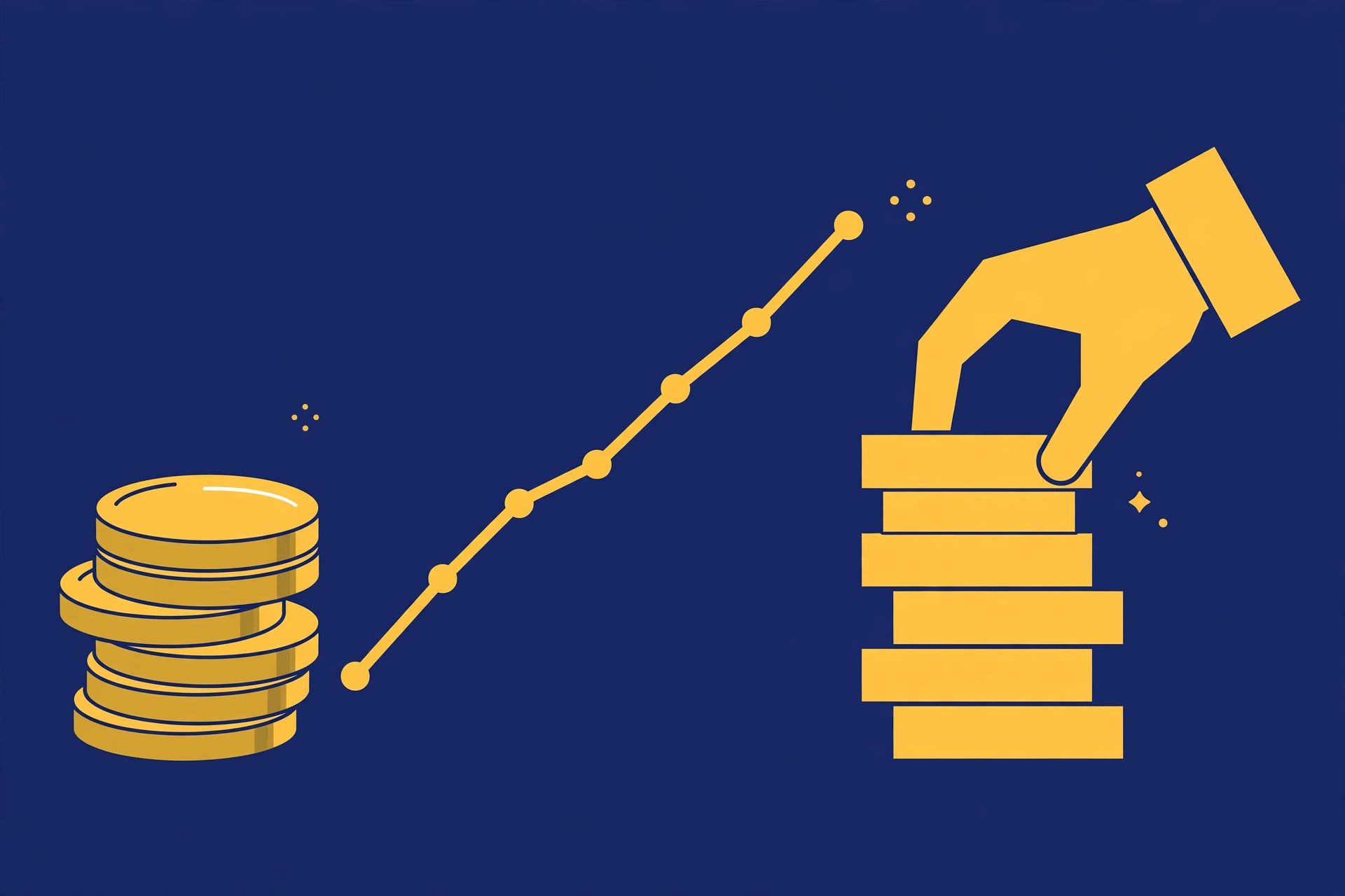 Financial projections concept with coins and rising growth chart