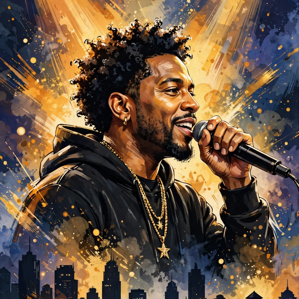 Stylized digital illustration portrait inspired by Jay-Z for Jay-Z net worth 2026