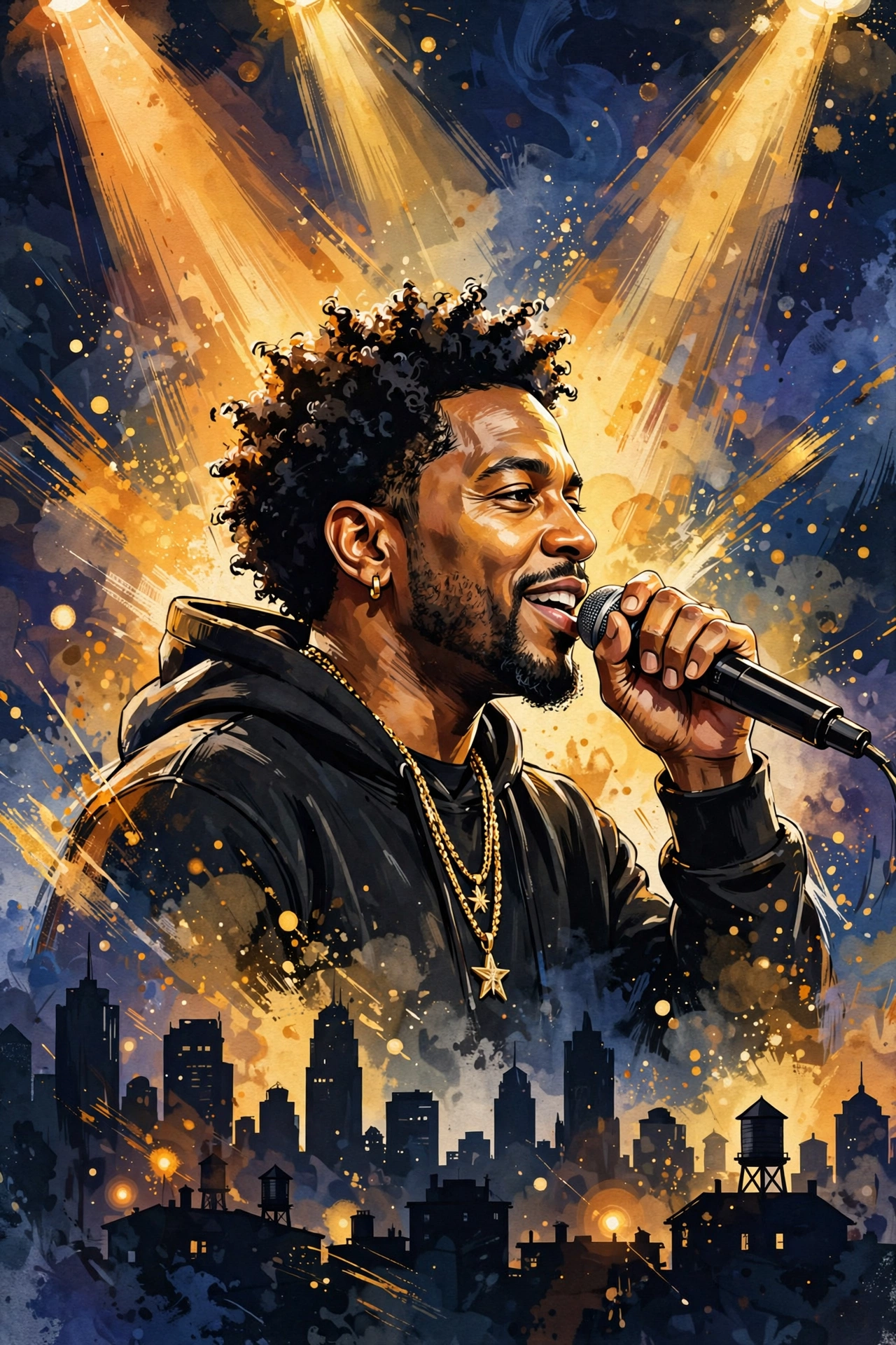 Stylized digital illustration portrait inspired by Jay-Z for Jay-Z net worth 2026