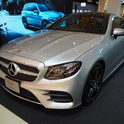 White 2018 Mercedes-Benz E-Class Coupe, the same model generation as the E400 at the center of the Kim Muratori lawsuit