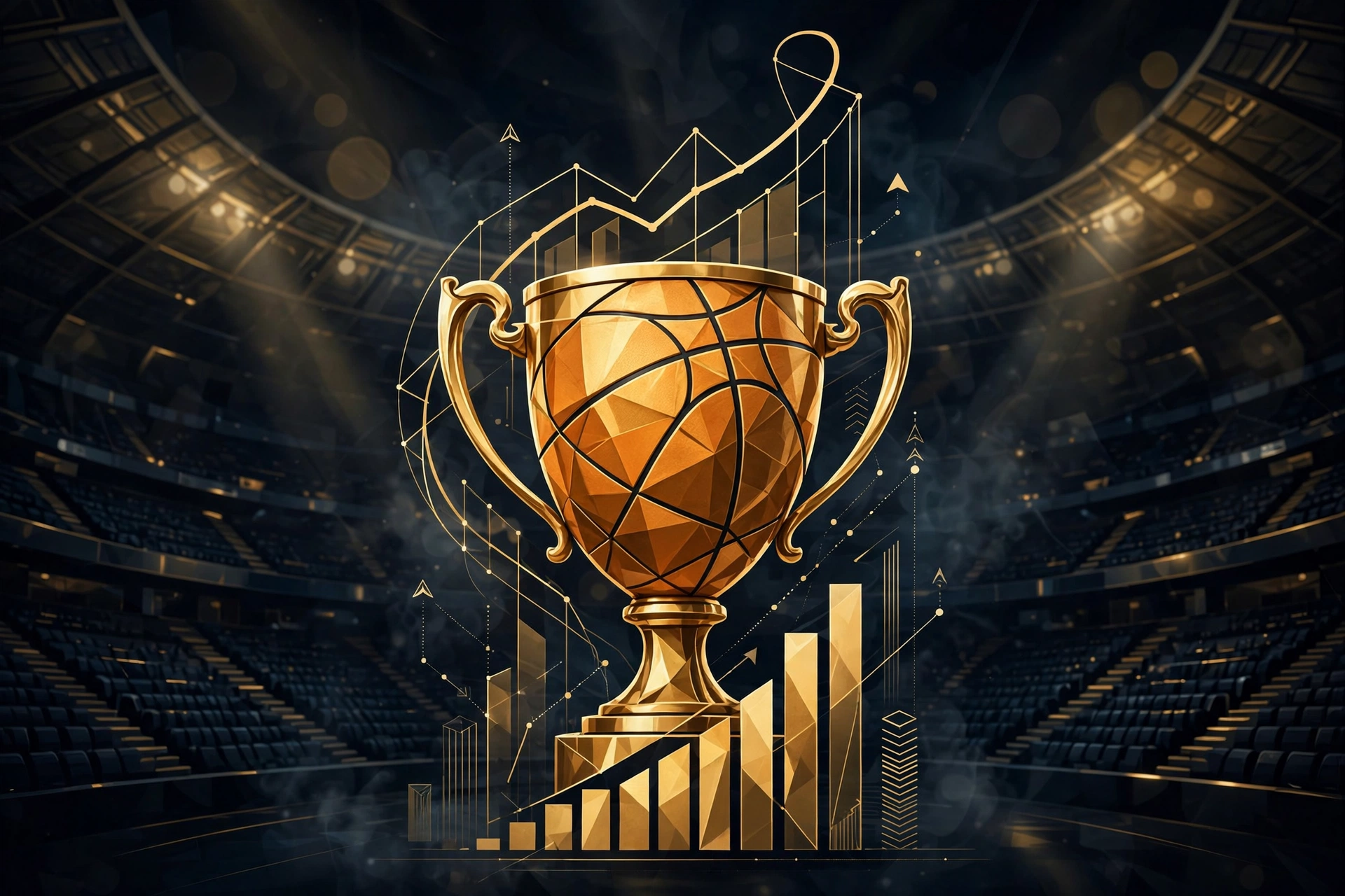 Abstract championship trophy motif for Michael Jordan business empire 2026