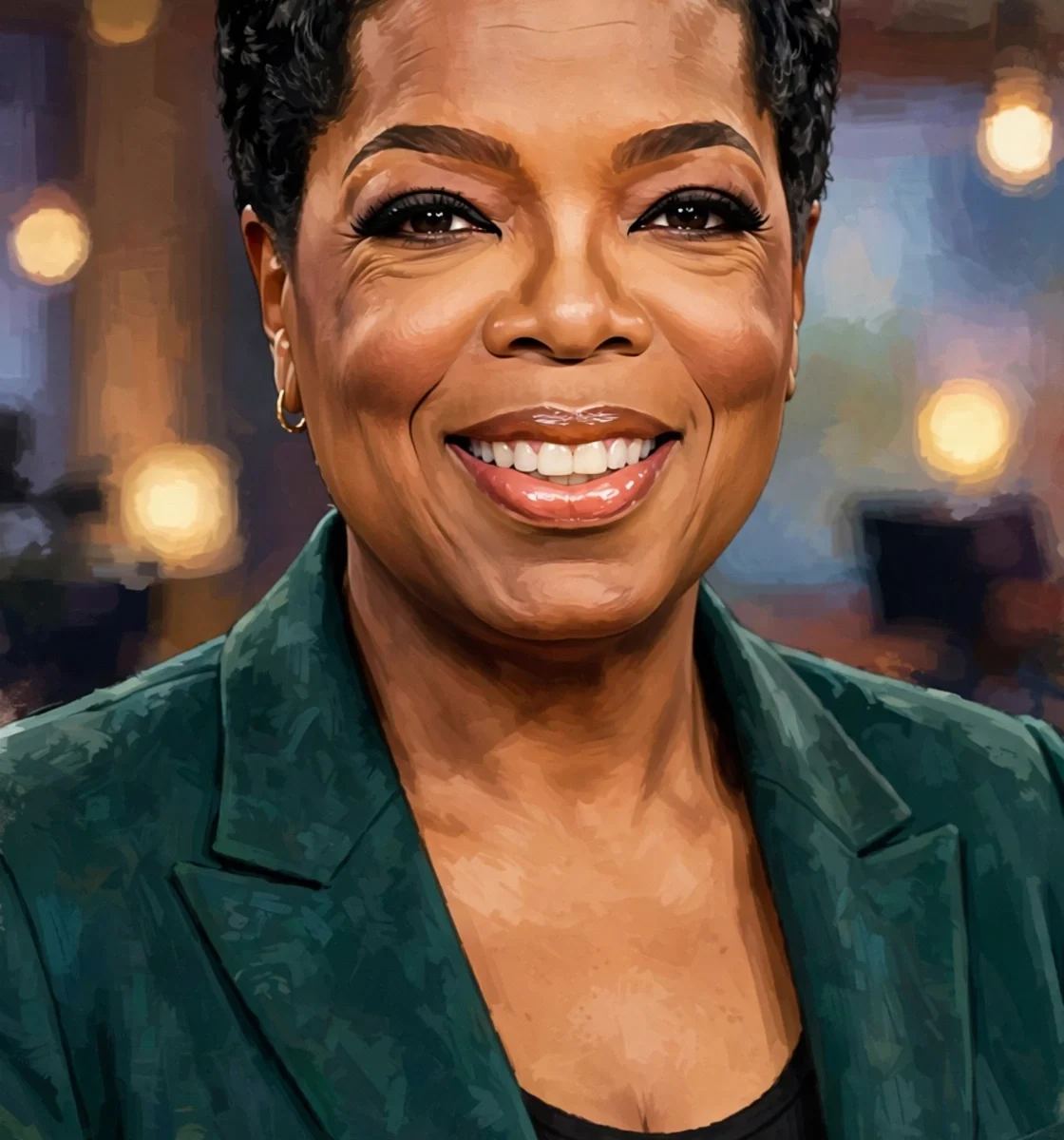 Stylized digital illustration portrait inspired by Oprah Winfrey for Oprah Winfrey net worth 2026