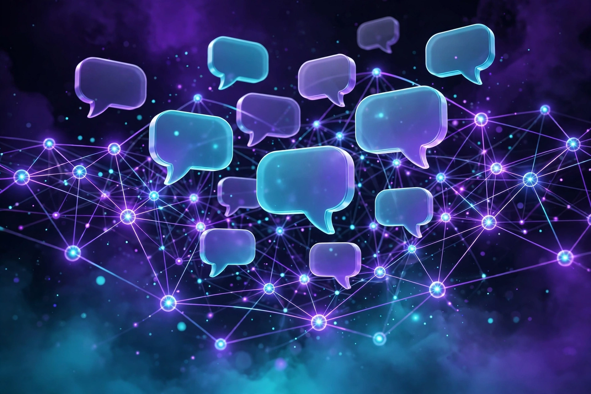 Conversational AI chatbot neural network concept