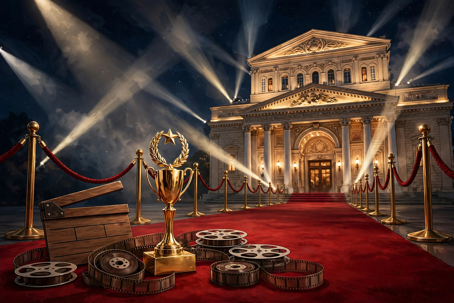 Hollywood awards scene with golden statuette, reflecting Robert Downey Jr's Oscar win and estimated $300 million net worth 2026