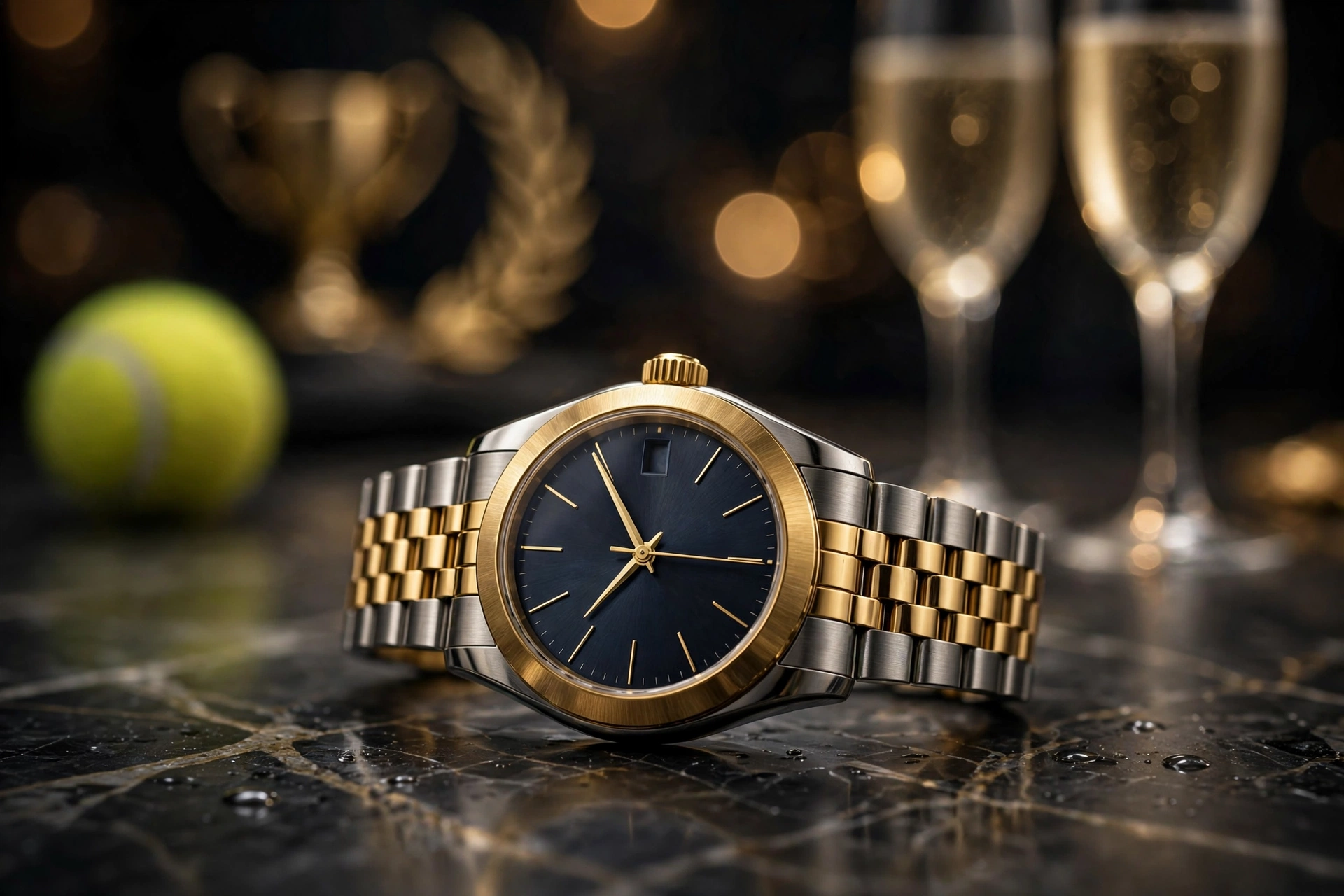 Luxury gold wristwatch symbolizing Roger Federer's elite endorsement deals and estimated billion-dollar net worth in 2026
