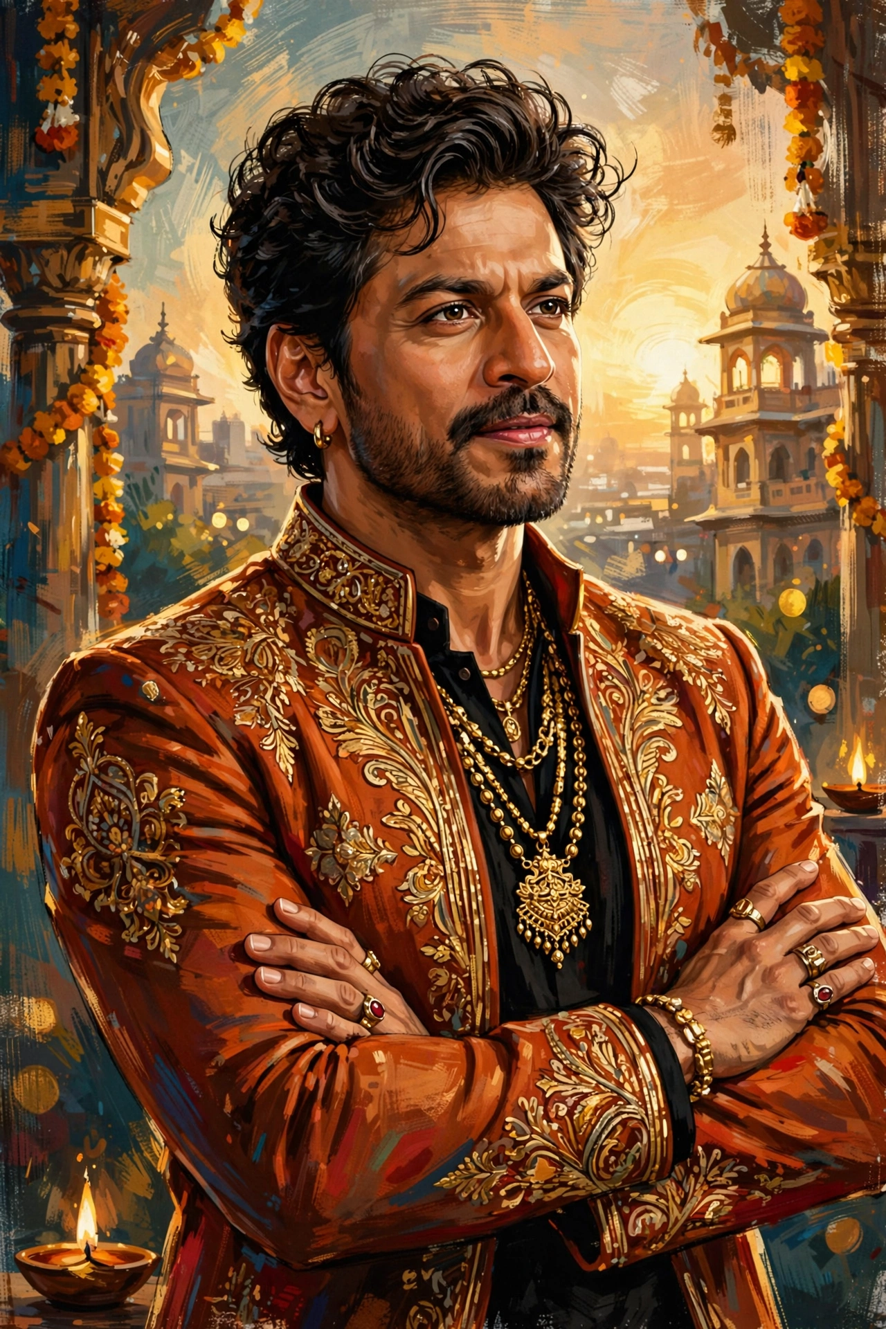 Stylized digital illustration portrait inspired by Bollywood superstar for Salman Khan net worth 2026