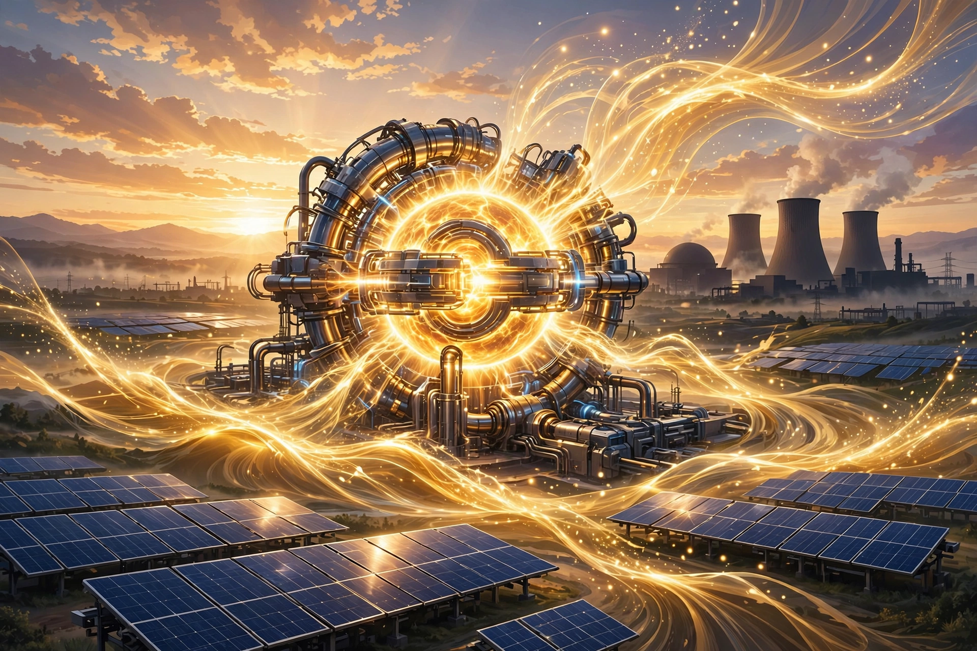 Illustration of a fusion energy reactor symbolizing Sam Altman clean energy investments 2026