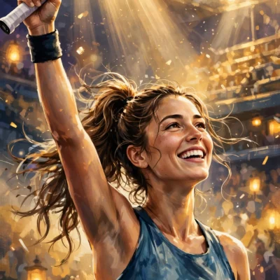 Stylized digital illustration portrait inspired by a champion tennis player for Serena Williams net worth 2026