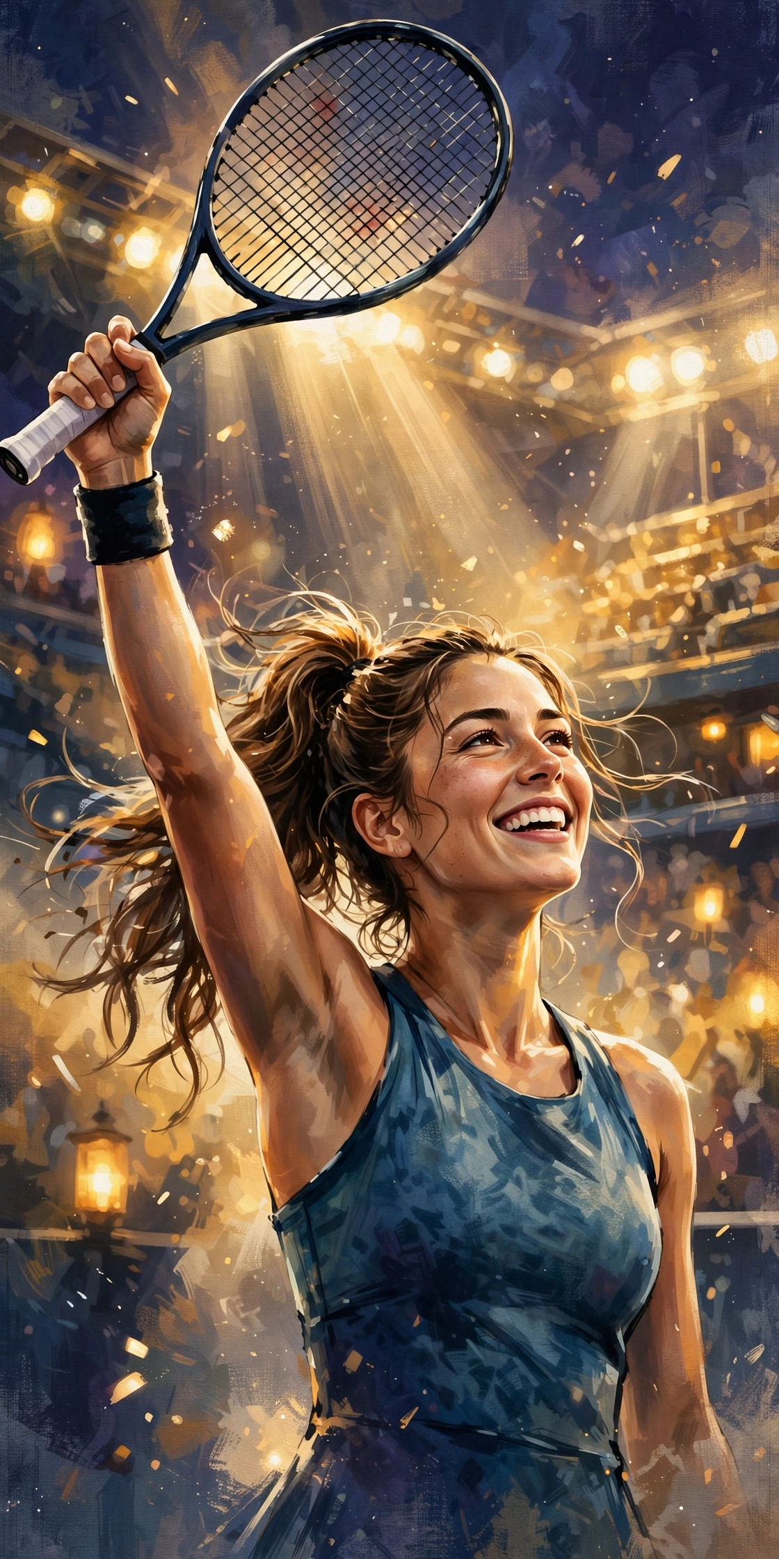 Stylized digital illustration portrait inspired by a champion tennis player for Serena Williams net worth 2026