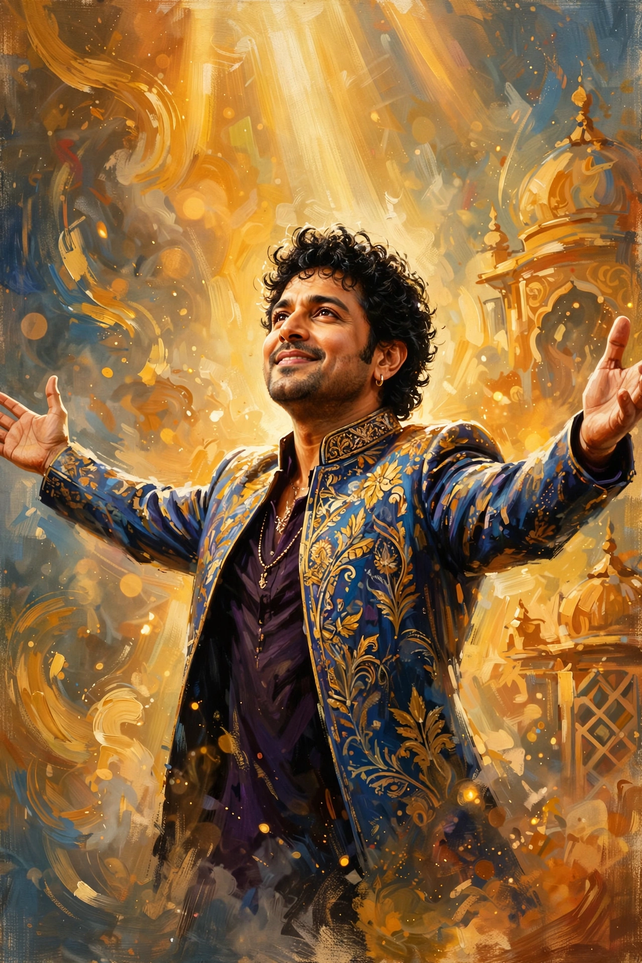 Stylized digital illustration portrait inspired by a Bollywood superstar for Shah Rukh Khan net worth 2026