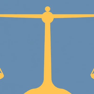 Balance scale comparing a small storefront and a shielded building, sole proprietorship vs LLC business structure art