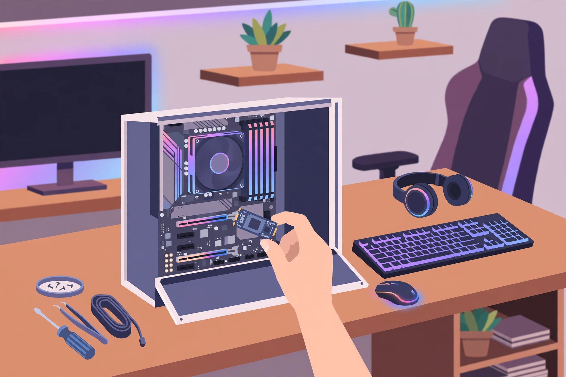 Installing NVMe SSD in gaming PC illustration