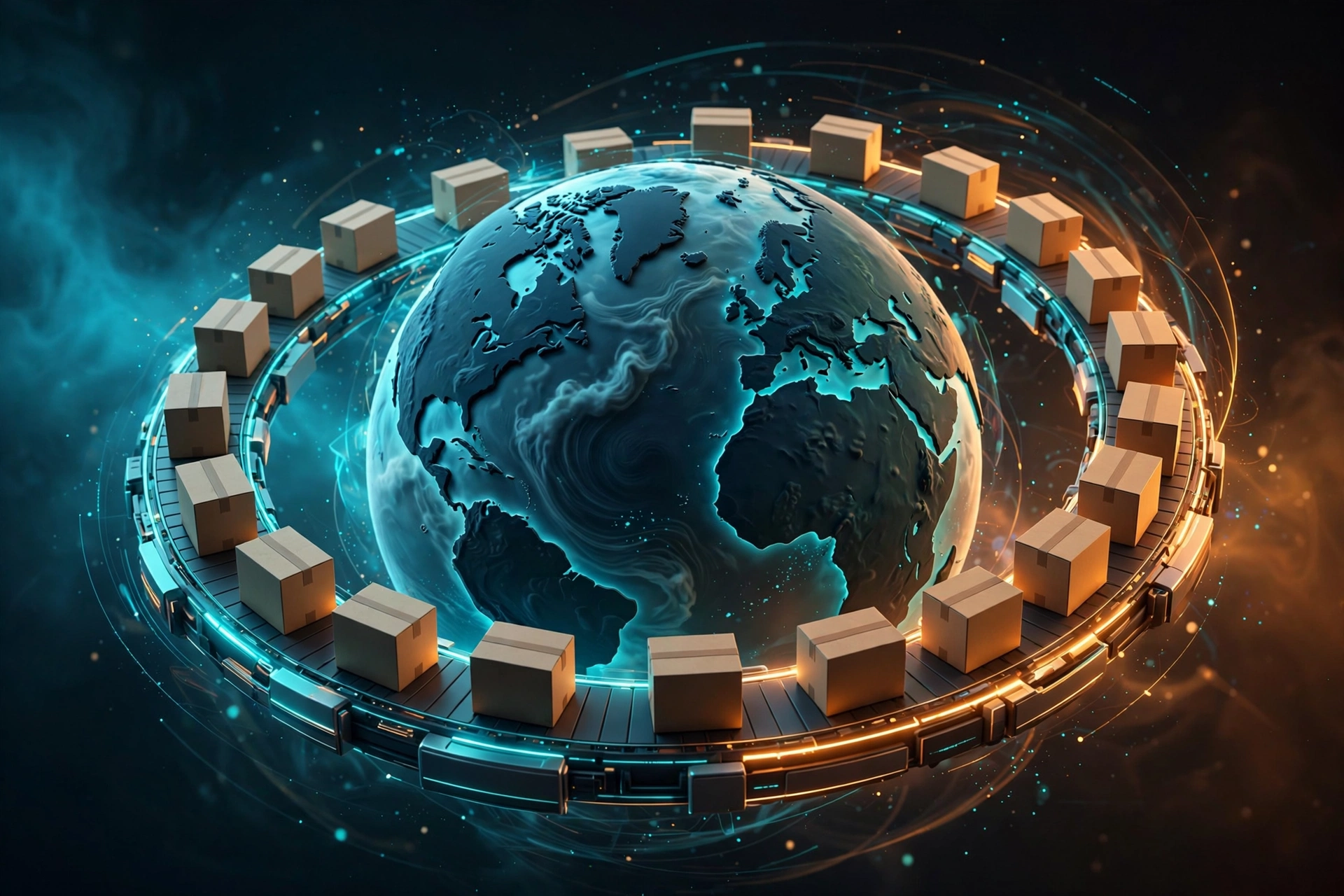 Global ecommerce shipping logistics concept