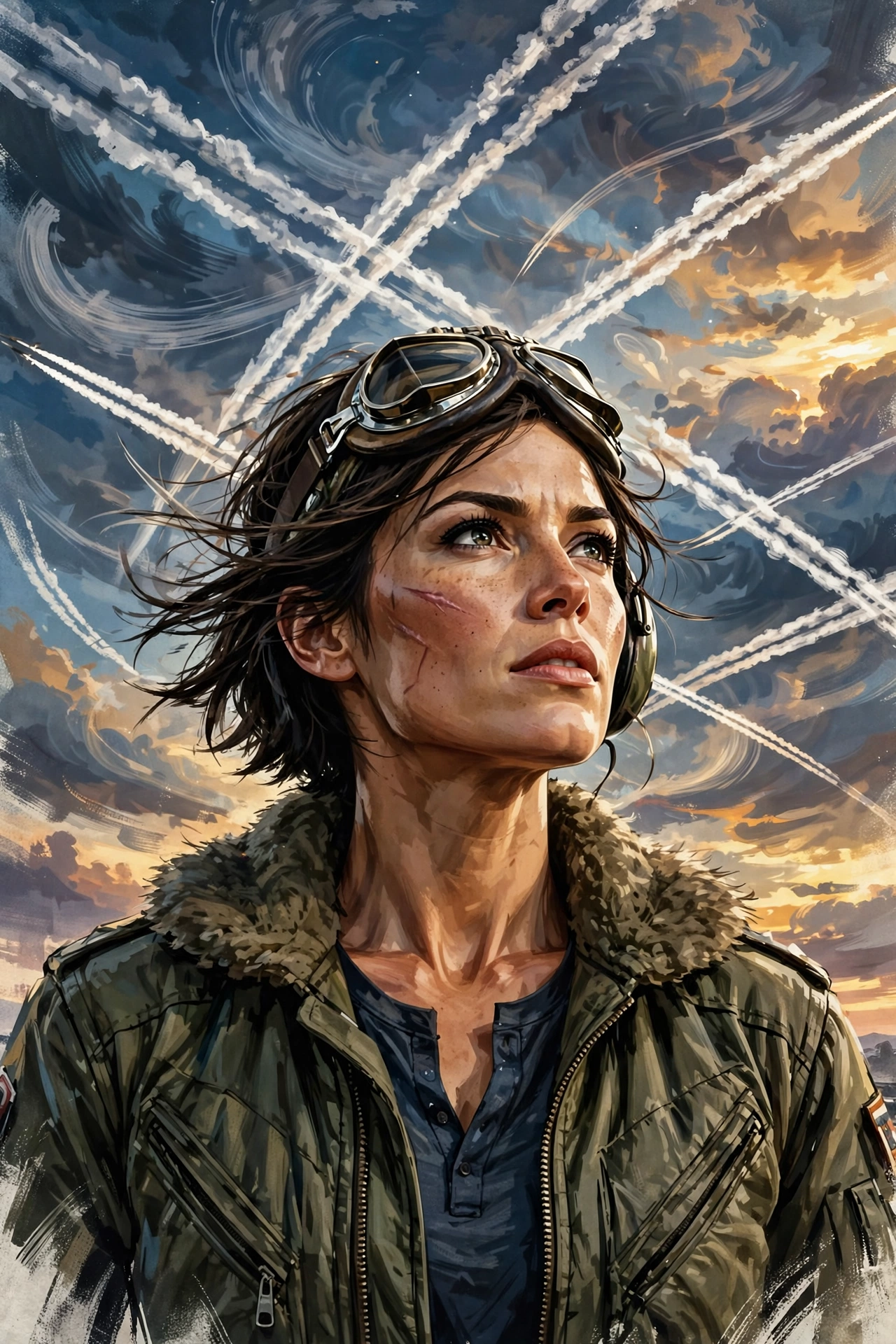Stylized digital illustration portrait inspired by an action movie pilot for Tom Cruise net worth 2026