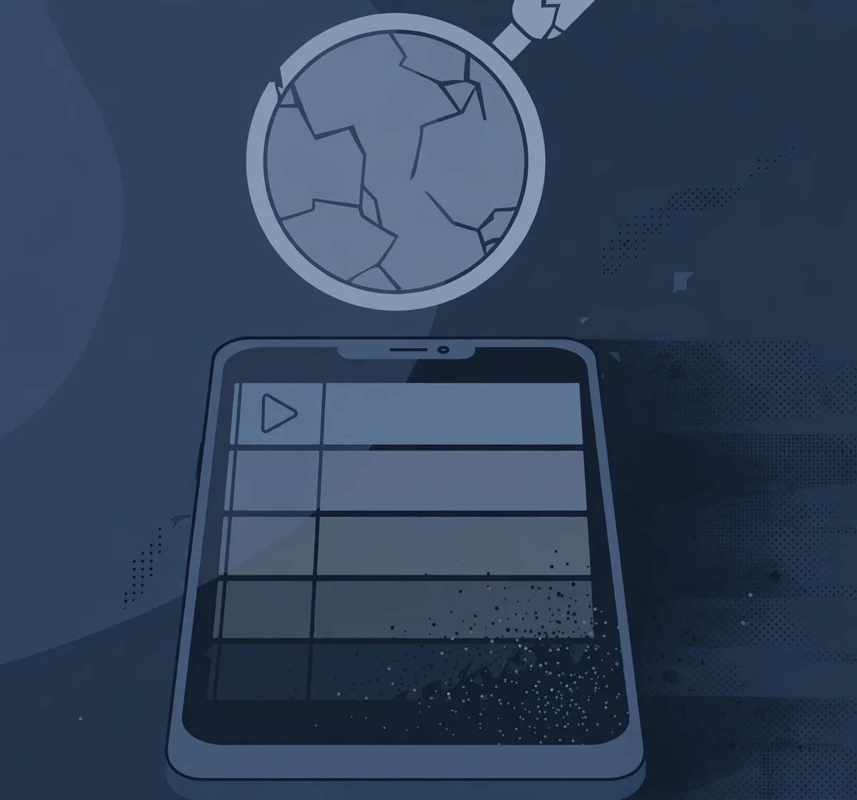 Conceptual illustration of a TikTok shadowban showing reduced reach on a smartphone screen