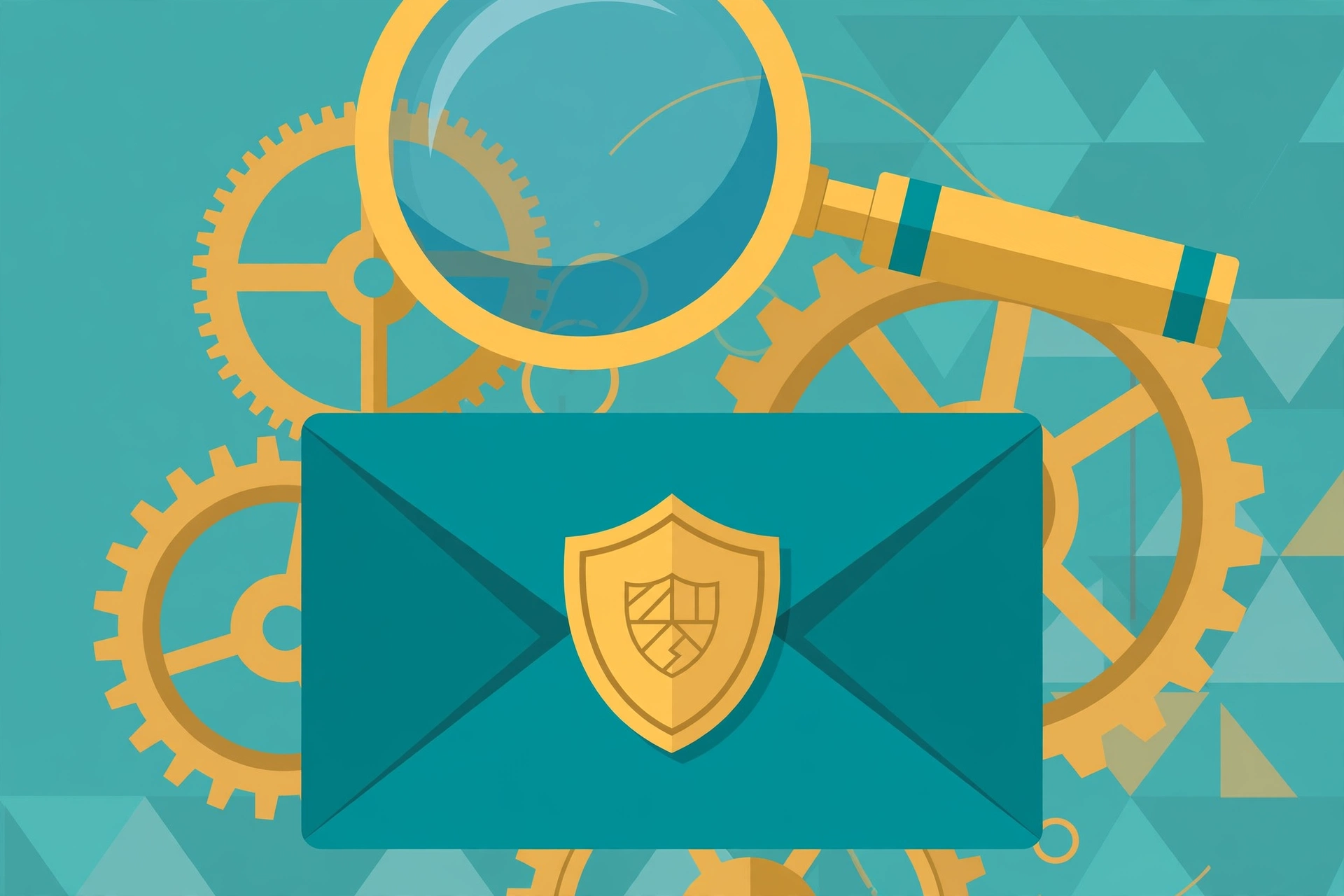 Magnifying glass inspecting email authentication, symbolizing SPF DKIM and DMARC records