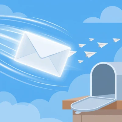 Envelope flying toward an inbox, illustrating email deliverability rate explained