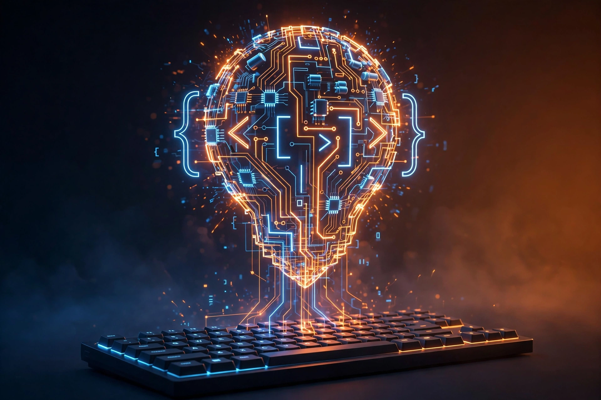 AI programming innovation lightbulb circuit concept